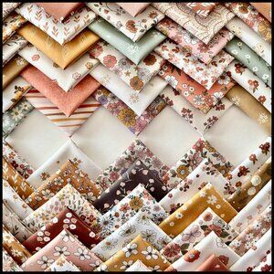 Vintage Floral Patchwork Cotton Fabric Squares Set for Quilting Crafts